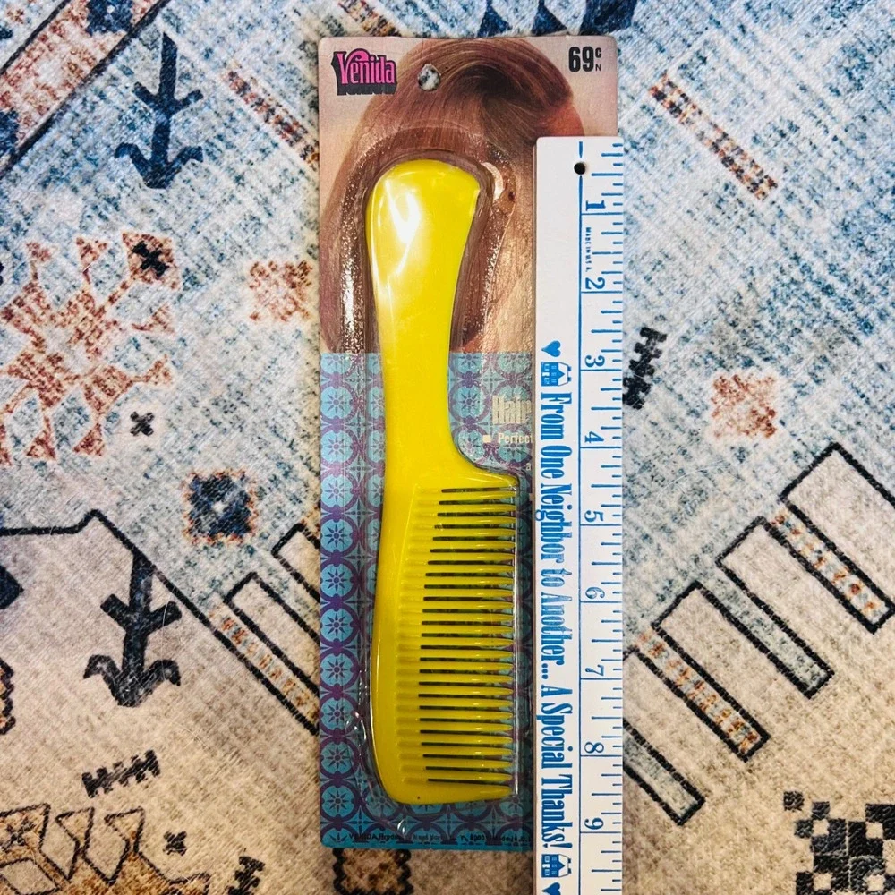 VTG Venida Yellow Plastic Beauty Hair Styler Comb Sealed 1970s‎ Beauty NOS
